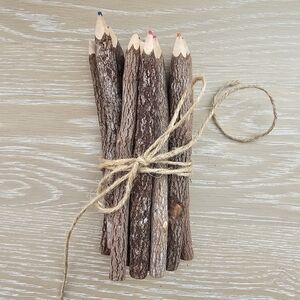 Set of 12 wood colored pencils Woodland Rustic Colored Pencils